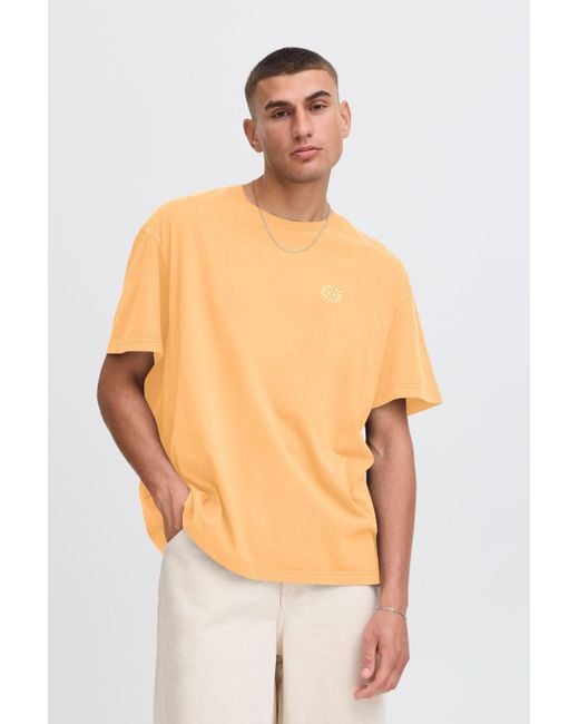 Solid Rundhalsshirt SDPAVEL Casual T-shirt mit Back print in Orange für Herren