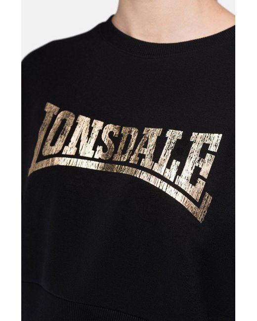 Lonsdale Black Sweatshirt Cropped Culbokie