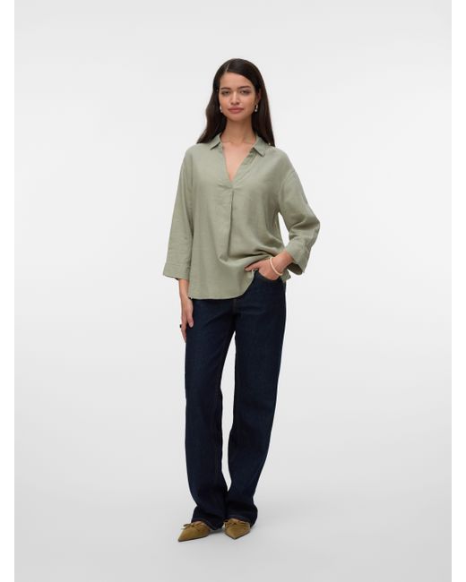 Vero Moda Natural Shirtbluse VMLINN 3/4 TOP WVN GA NOOS