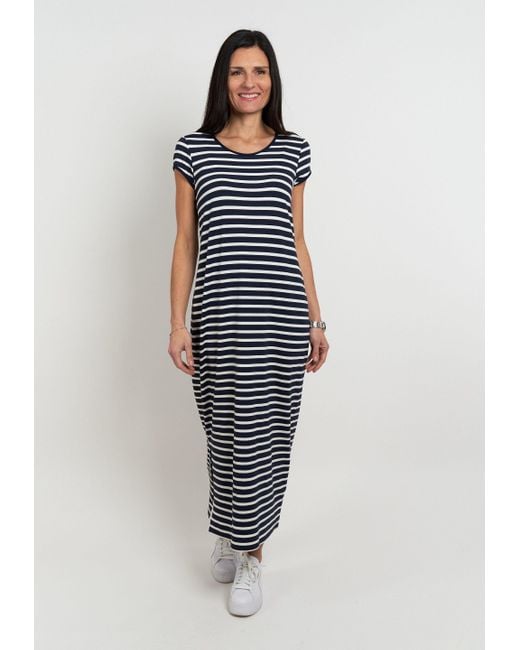 Seidel Moden Blue Sommerkleid lang, mit Streifen-Design, MADE IN GERMANY