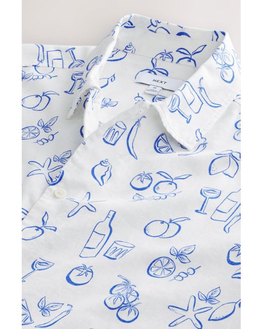 Next Kurzarmhemd Kurzarm-T-Shirt mit Zitronen-Print (1-tlg) in White für Herren