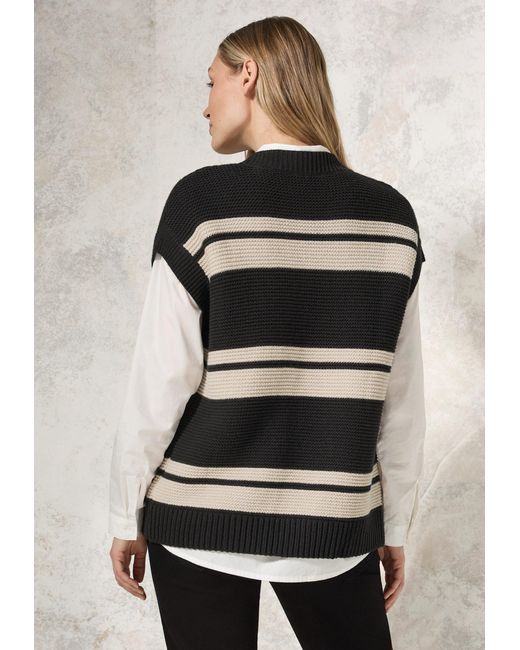 Cecil Black Strickpullover Chunky Stripe Vest