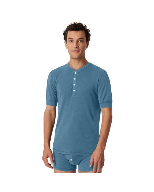 Schiesser T- Shirt, 1/2 Arm, Kurzarm Unterhemd in Blue für Herren