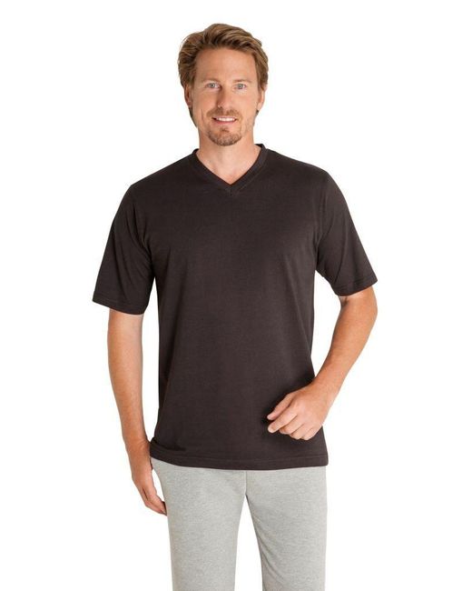 Hajo Doppelpack-T-Shirt V-Ausschnitt in Black für Herren