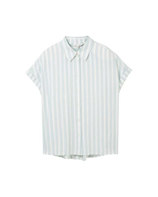 Tom Tailor Blue Blusenshirt striped short sleeve blouse