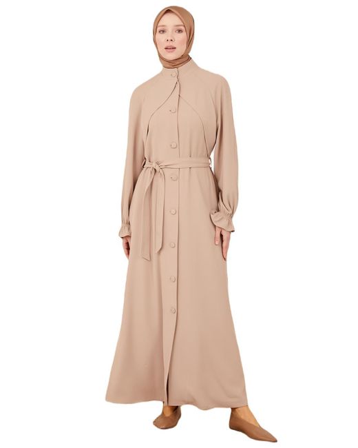 Armine Natural Langmantel Armine-Mantel mit elastischen Ärmeln – moderne und elegante Hijab-Mode