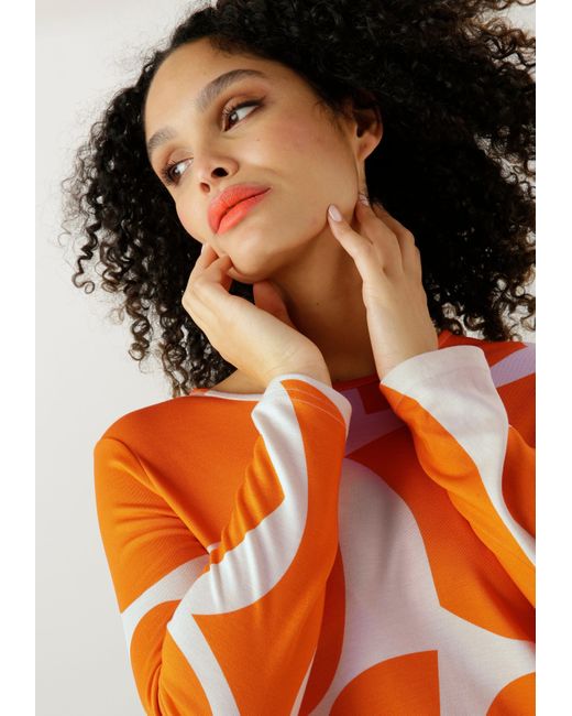 | Lyst DE in mit SELECTED Aniston Allover-Muster Jerseykleid Orange