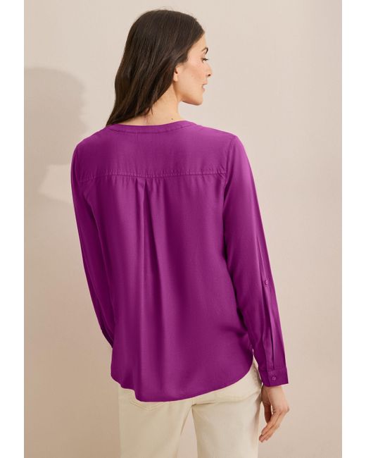 Cecil Purple Langarmbluse mit dekorativer Knopfleiste
