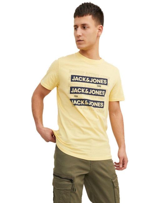 Jack & Jones T-Shirt JCOSPIRIT LOGO (1-tlg) aus Baumwolle in Metallic für Herren