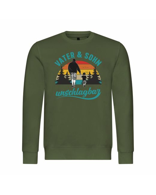deinshirt Rundhalspullover Pullover Vater und Sohn Unschlagbar Mit Print Motiv, Grafik in Green für Herren