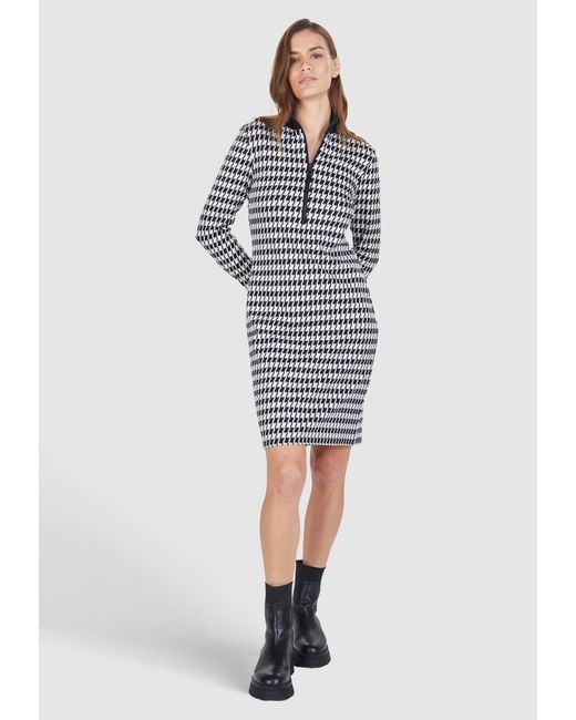 MARC AUREL Gray Druckkleid mit Hahnentrittmuster