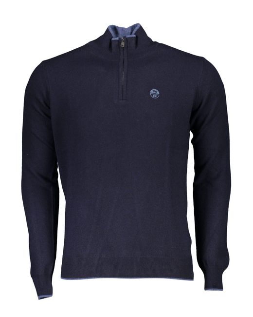 North Sails Strickpullover -Blau-Pullover: Langarm, hoher Kragen, halber Reißverschluss in Blue für Herren