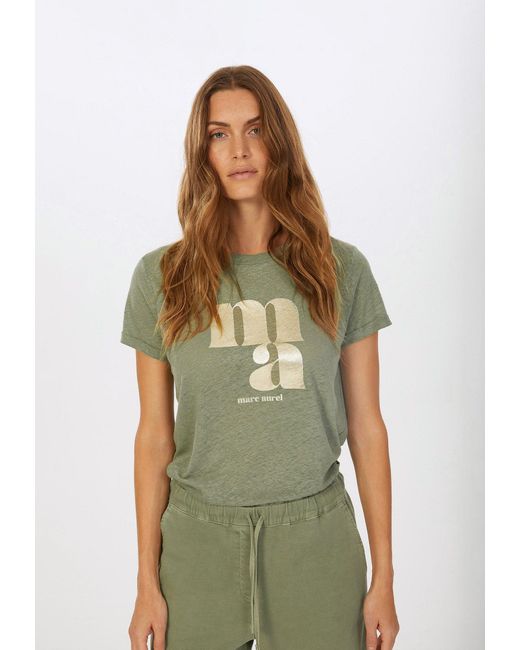 MARC AUREL Green T-Shirt mit Metallic Logoprint