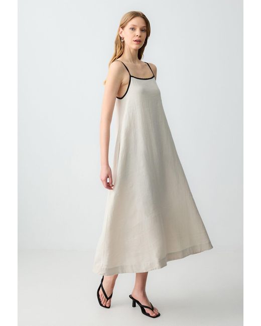 Jimmy Key Natural Minikleid Geweven stenen jurk