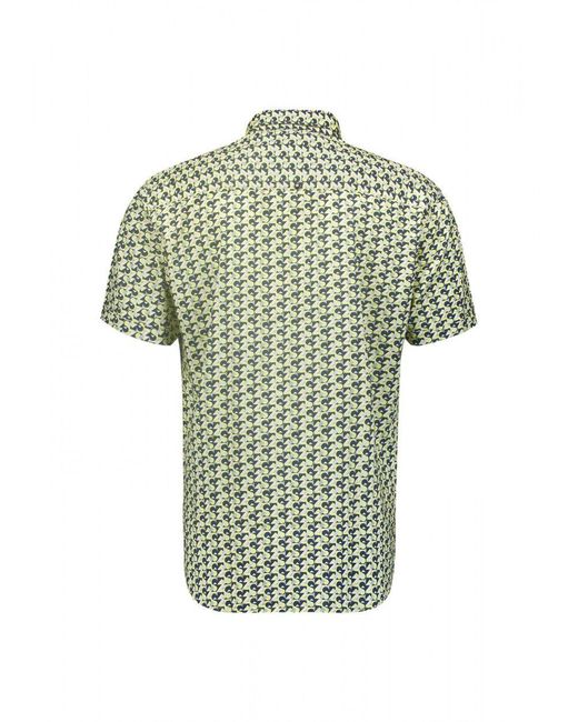 No Excess Kurzarmhemd mit Minimal-Print in Green für Herren