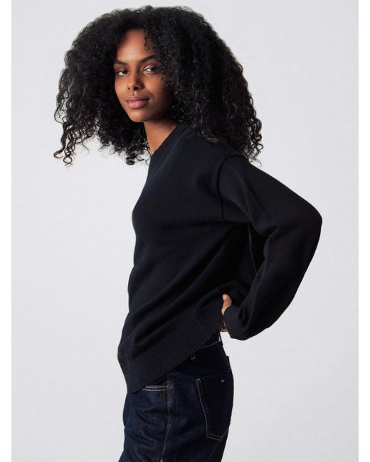 HONEST BASICS Blue Longpullover Boxy-Pullover aus OCS und GRS zertifizierter Bio-Baumwolle