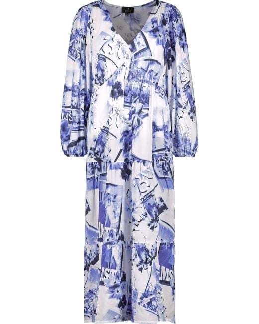 Monari Blue Maxikleid Kleid mit Polaroidmuster