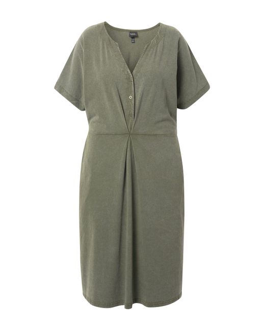 Ulla Popken Green Jerseykleid A-Linie Tunika-Ausschnitt Halbarm