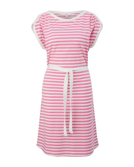 S.oliver Pink Minikleid Kleid aus Modalmix Raffung