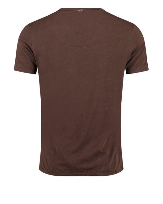 Key Largo T-Shirt Water vintage Look uni Basic MT00780 V-Ausschnitt unifarben kurzarm slim fit in Brown für Herren