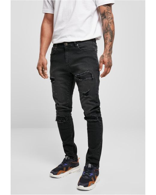 Urban Classics Funktionshose Heavy Destroyed Slim Fit Jeans in Black für Herren