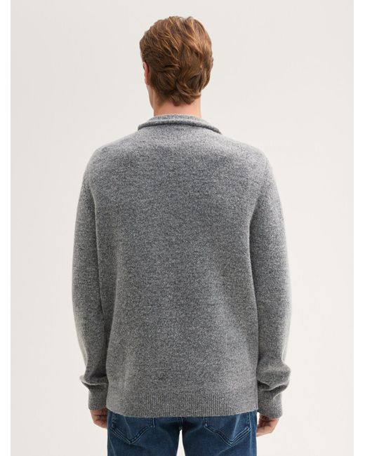 Tom Tailor Troyer Strickpullover mit Logo Badge in Gray für Herren