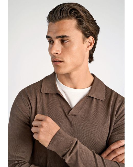 Lindbergh Poloshirt Strickpullover in Brown für Herren