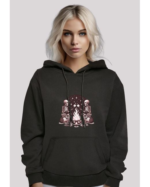 F4NT4STIC Black Kapuzenpullover Skelette Lagerfeuer Marshmallow Premium Qualität