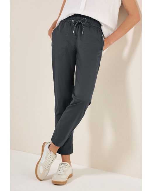 Cecil Blue Paperbag-Hose Style Chelsea mit elastischem Bund und Tunnelzug