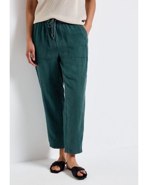 Street One Green Paperbag-Hose mit elastischem Bund