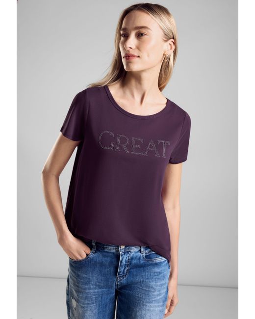 Street One Purple T-Shirt mit Rundhalsausschnitt