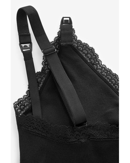 Next Black Stilltop mit Trägern und Spitzenbesatz (1-tlg)