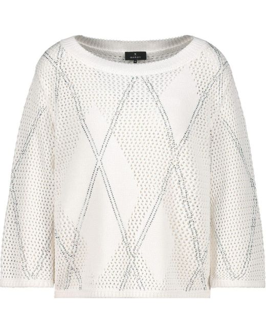 Monari White Strickpullover mit Strasssteinen Bloom and Glow