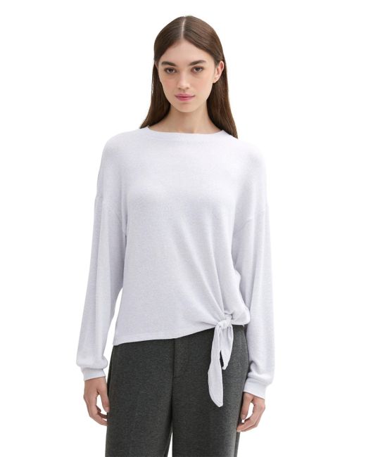 Tom Tailor White Langarmshirt mit seitlichem Knoten