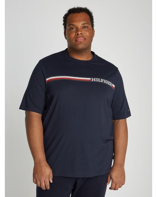 Tommy Hilfiger T-Shirt BT-CHEST STRIPE TEE-B Große Größen mit Logostickerei in Blue für Herren
