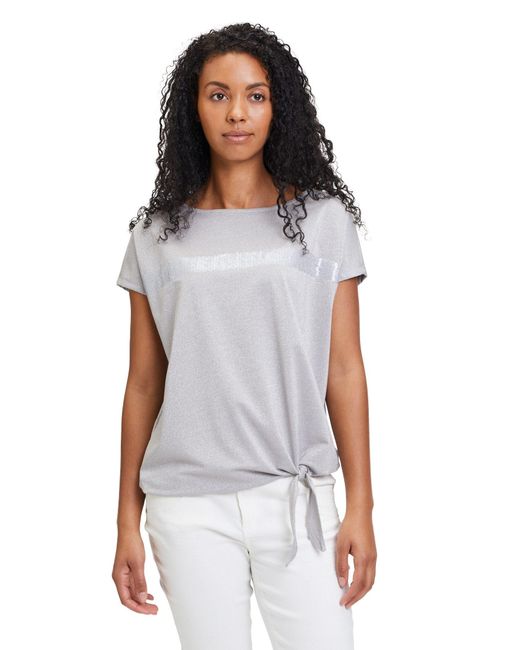 Betty Barclay White T-Shirt mit Schleifenknoten (1-tlg) Pailletten