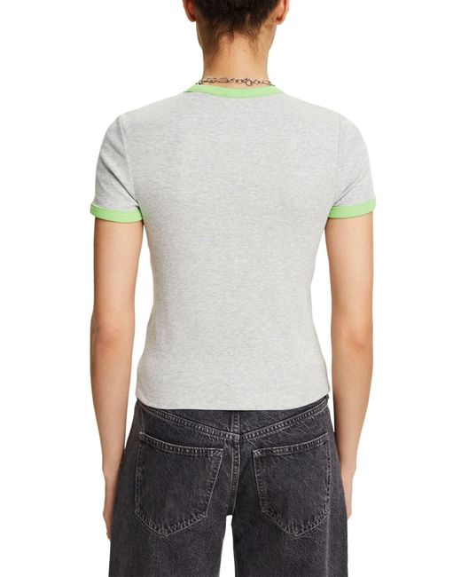 Esprit Gray Ringer-T-Shirt mit Rippstruktur (1-tlg)