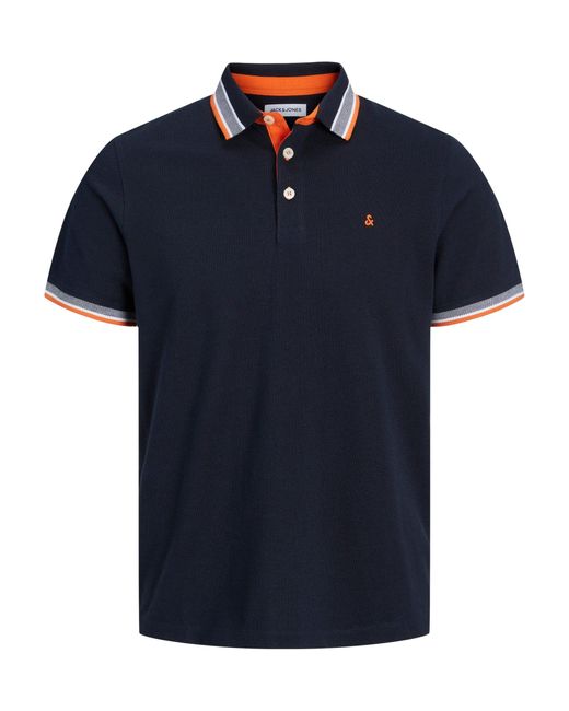 Jack & Jones Poloshirt Polo Shirt JJEPAULOS Sommer Hemd Kragen Pique Cotton (1-tlg) 3613 in Blau-2 in Blue für Herren
