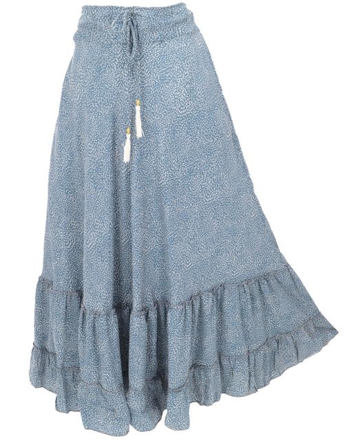Guru-Shop Blue Minirock Boho Maxirock, leichter langer Sommerrock -.. alternative Bekleidung