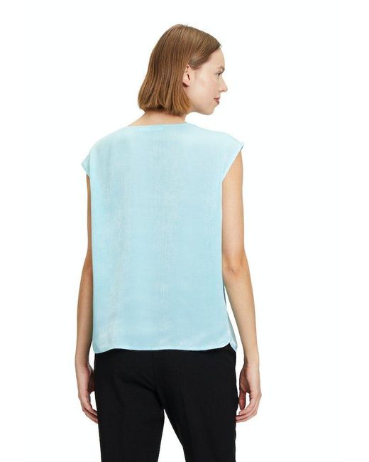 BETTY&CO Blue Kurzarmbluse Bluse Kurz ohne Arm