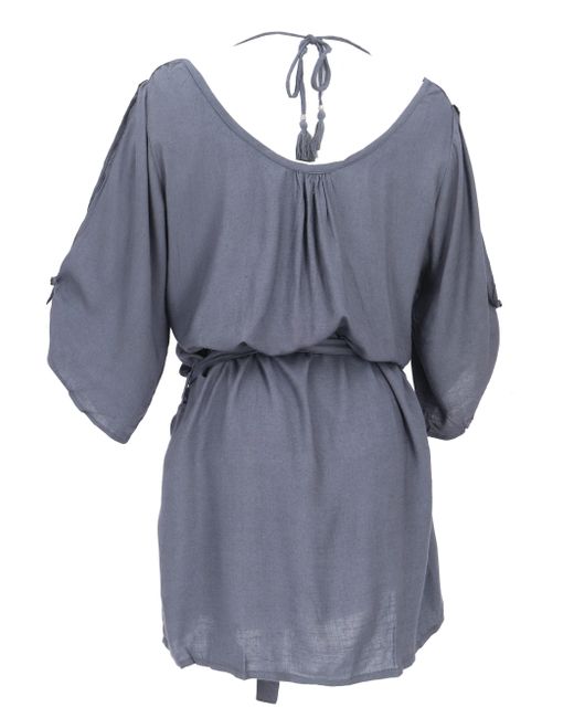 Guru-Shop Blue Longbluse Luftige Maxitunika, Boho Sommertunika