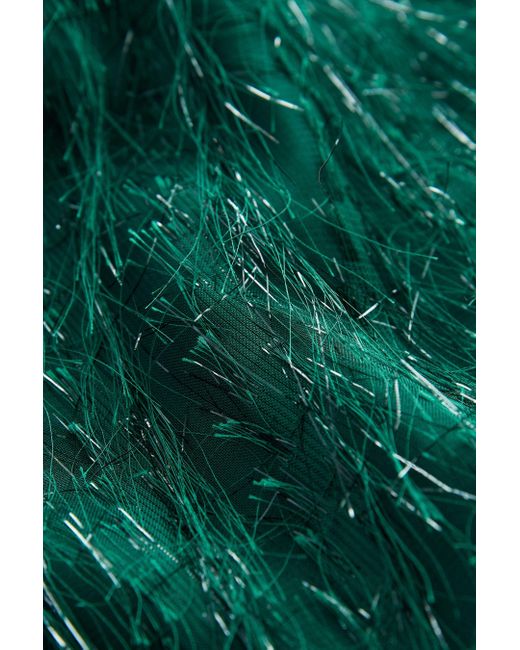 Next Green Glitzerndes, ärmelloses Minikleid mit Federn (1-tlg)