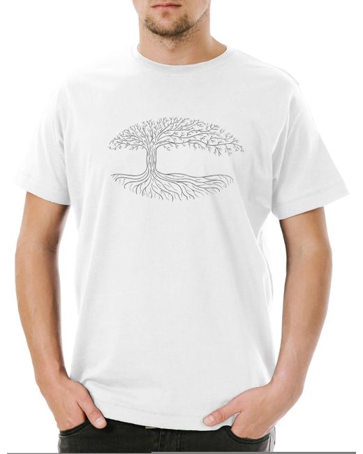 Urban Backwoods Print- Look Behind You T-Shirt The Game Secret Of Affe Nerd in White für Herren