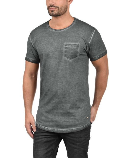 Solid Rundhalsshirt SDTerick Kurzarmshirt in Oil-Wash-Optik in Gray für Herren