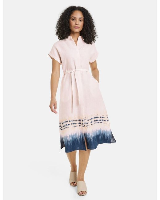 Gerry Weber Pink A-Linien-Kleid Leinenkleid mit Taillenband