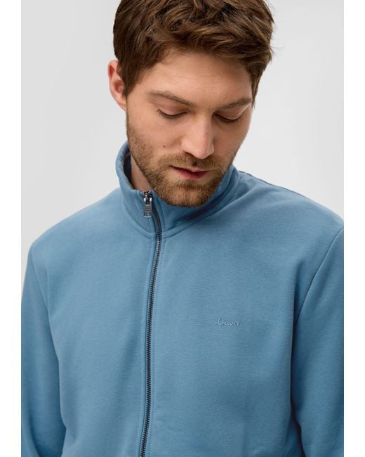 S.oliver Allwetterjacke Sweatshirt-Jacke mit Stehkragen Logo in Blue für Herren