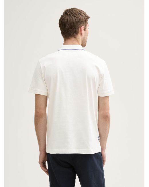 Tom Tailor Piqué Poloshirt mit Print in White für Herren