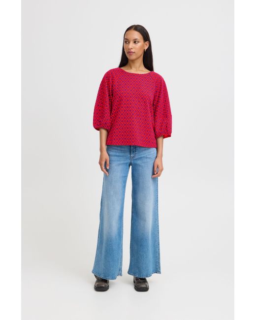 Ichi Red Kurzarmbluse IHPRIYA TO2 moderne Bluse