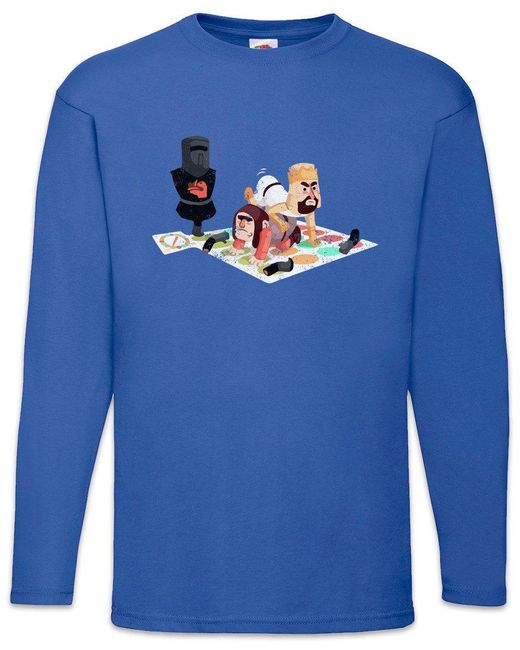 Urban Backwoods Langarmshirt Monty Twister Langarm T-Shirt Fun Schwarzer Black Knight Python in Blue für Herren