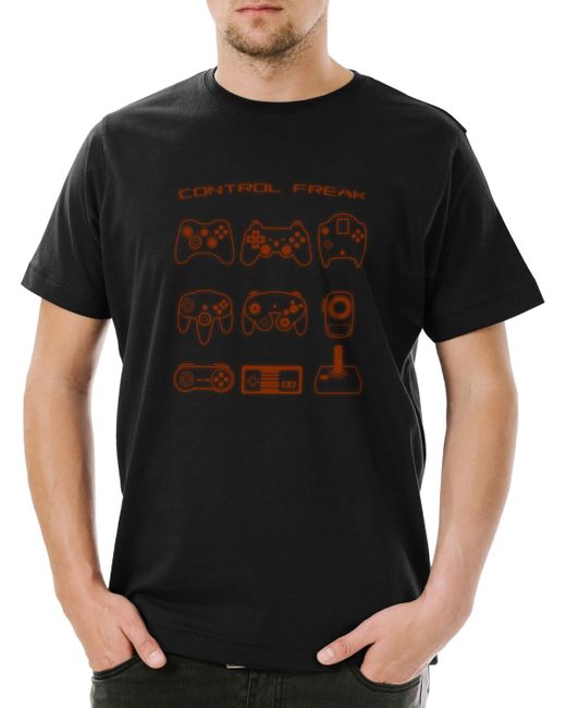 Urban Backwoods Print- Control II T-Shirt Retro Gamer Controller Video Game Joystick in Black für Herren
